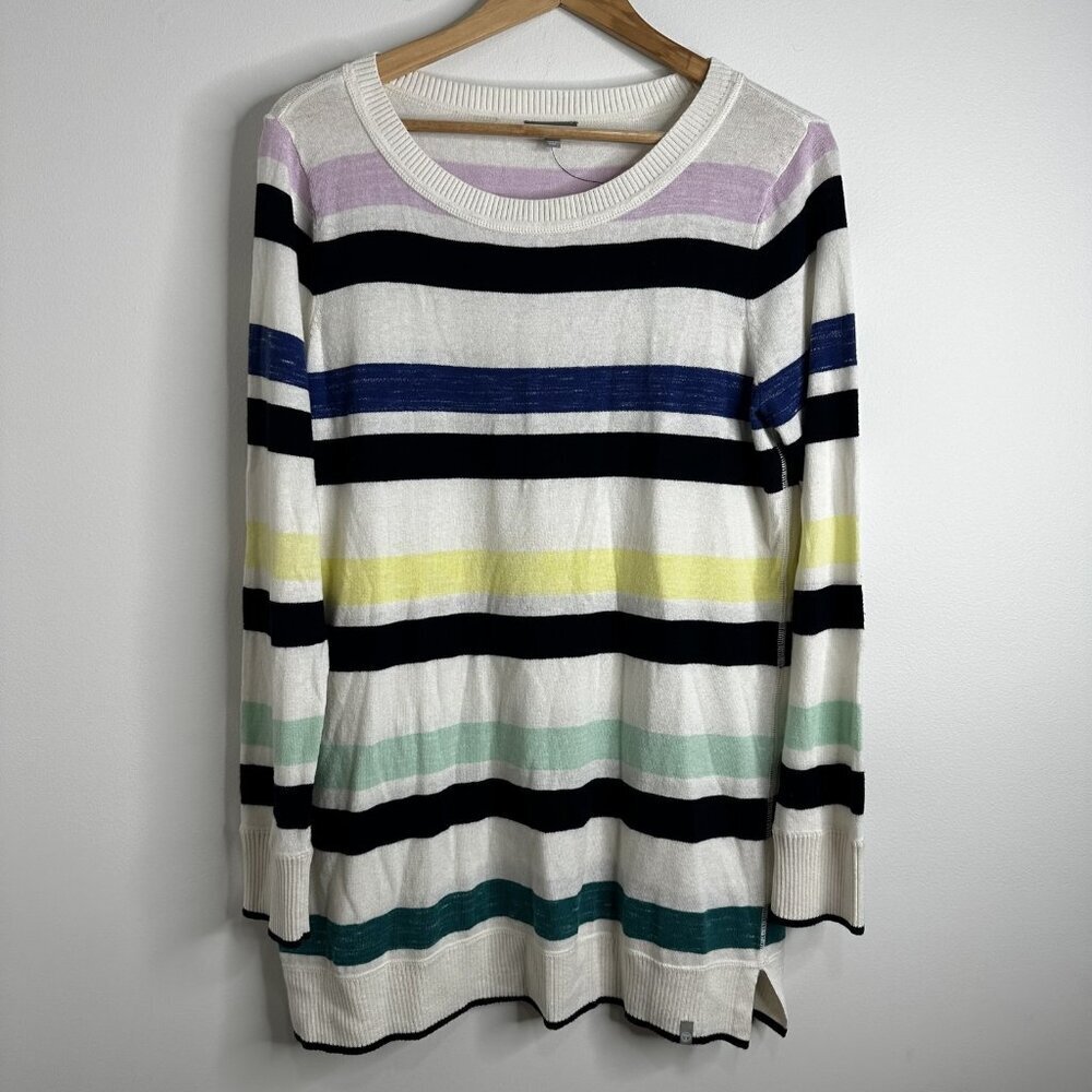 Talbots Sweater Womens Large Multi Color Striped‎ Coastal Casual Preppy - EUC